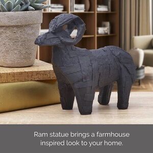 Mikasa 8"X7" Black Resin Ram Sculpture